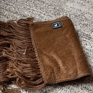 Brown Fringed Scarf from Peru, alpaca wool, new
